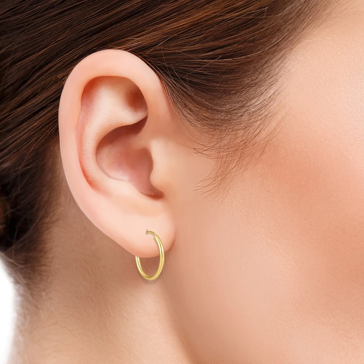 17Mm Endless 14K  Filled Thin Hoop Earrings