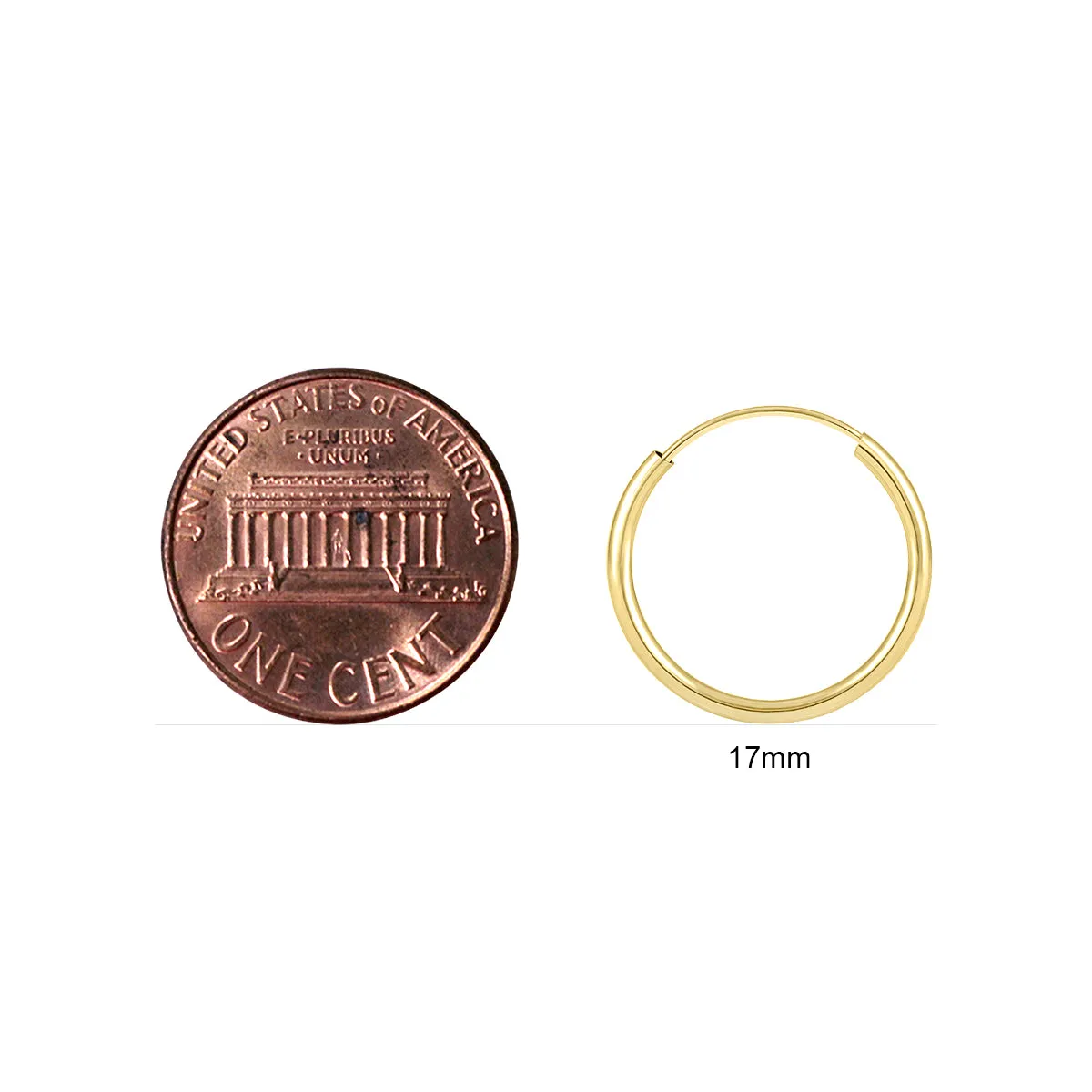17Mm Endless 14K  Filled Thin Hoop Earrings