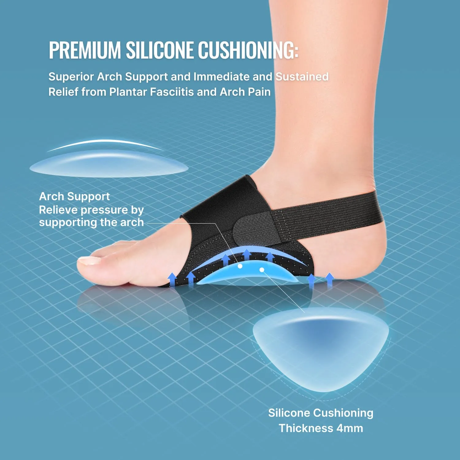 Arch Support Braces for Plantar Fasciitis Relief: Upgraded Non-Slip Wearable Arch Support w/Built-in Orthotics - Adjustable Bands w/Gel Pads for Flat Feet High & Fallen Arch Unisex HSA or FSA Eligible One Size Black