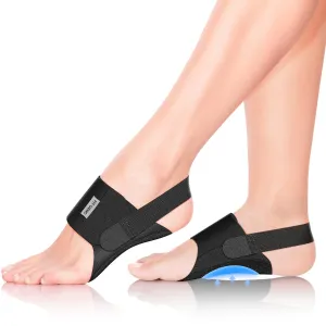 Arch Support Braces for Plantar Fasciitis Relief: Upgraded Non-Slip Wearable Arch Support w/Built-in Orthotics - Adjustable Bands w/Gel Pads for Flat Feet High & Fallen Arch Unisex HSA or FSA Eligible One Size Black