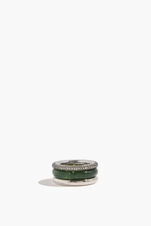 Aurea Ring Stack in Grey Diamond/Moss Agate