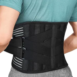 Back Brace for Lower Back Pain Relief, Anti-skid Lumbar Support Belt With Mesh for Women Men, Adjustable Lumbar Support Brace for Sciatica, Scoliosis, Body Shape Waist Trainer for Heavy Lifting, Gym, Workouts (Black,XXL)