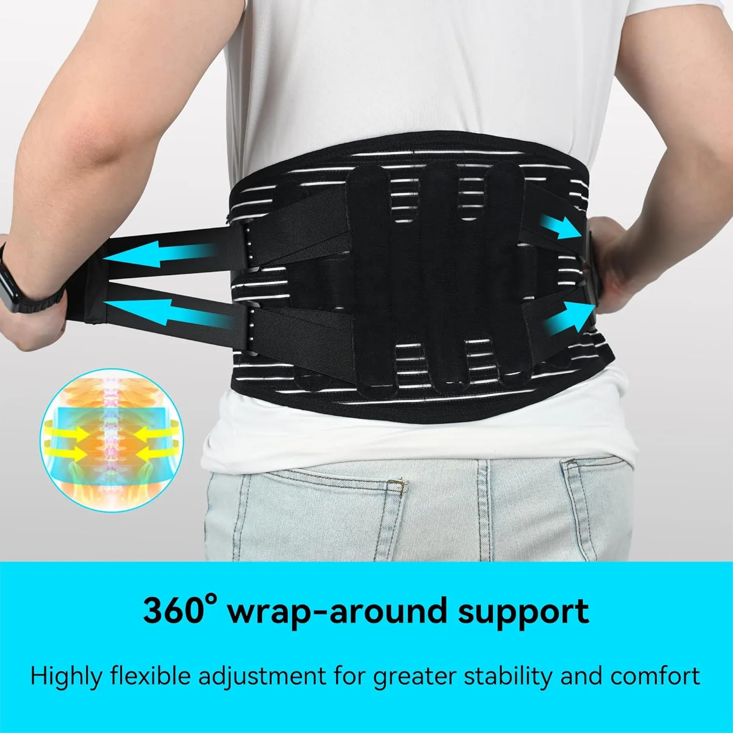 Back Brace for Lower Back Pain Women Men, Back Belt Support with 5 Stays, Breathable Lumbar Support with 3D Removable Pad, for Work, Lifting, Herniated Disc, Sciatica, Scoliosis (Small)