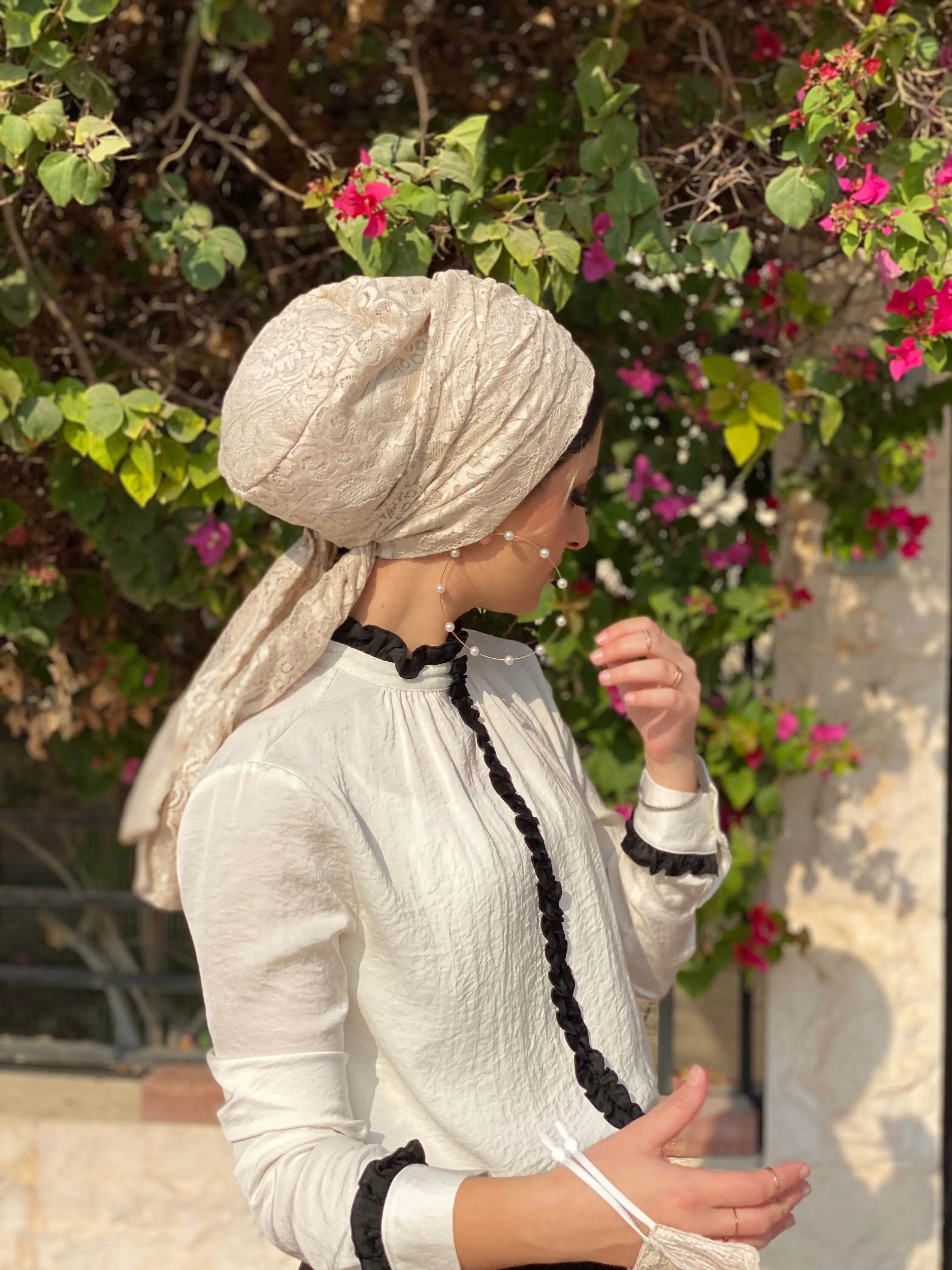 Beanie Wrap Lace - Nude