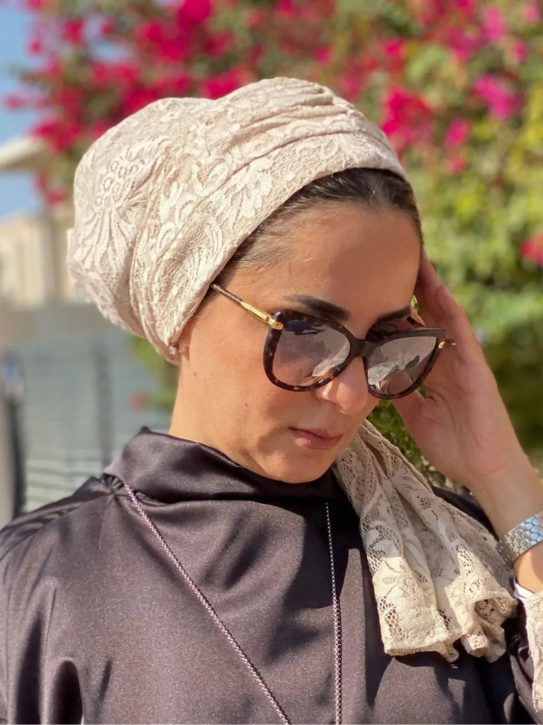 Beanie Wrap Lace - Nude
