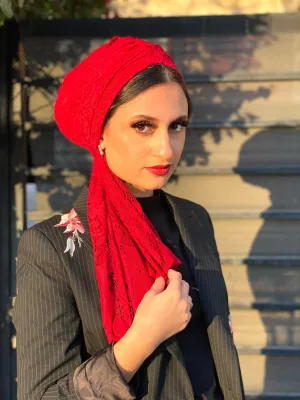 Beanie Wrap Lace - Red (Designer Mask Included)