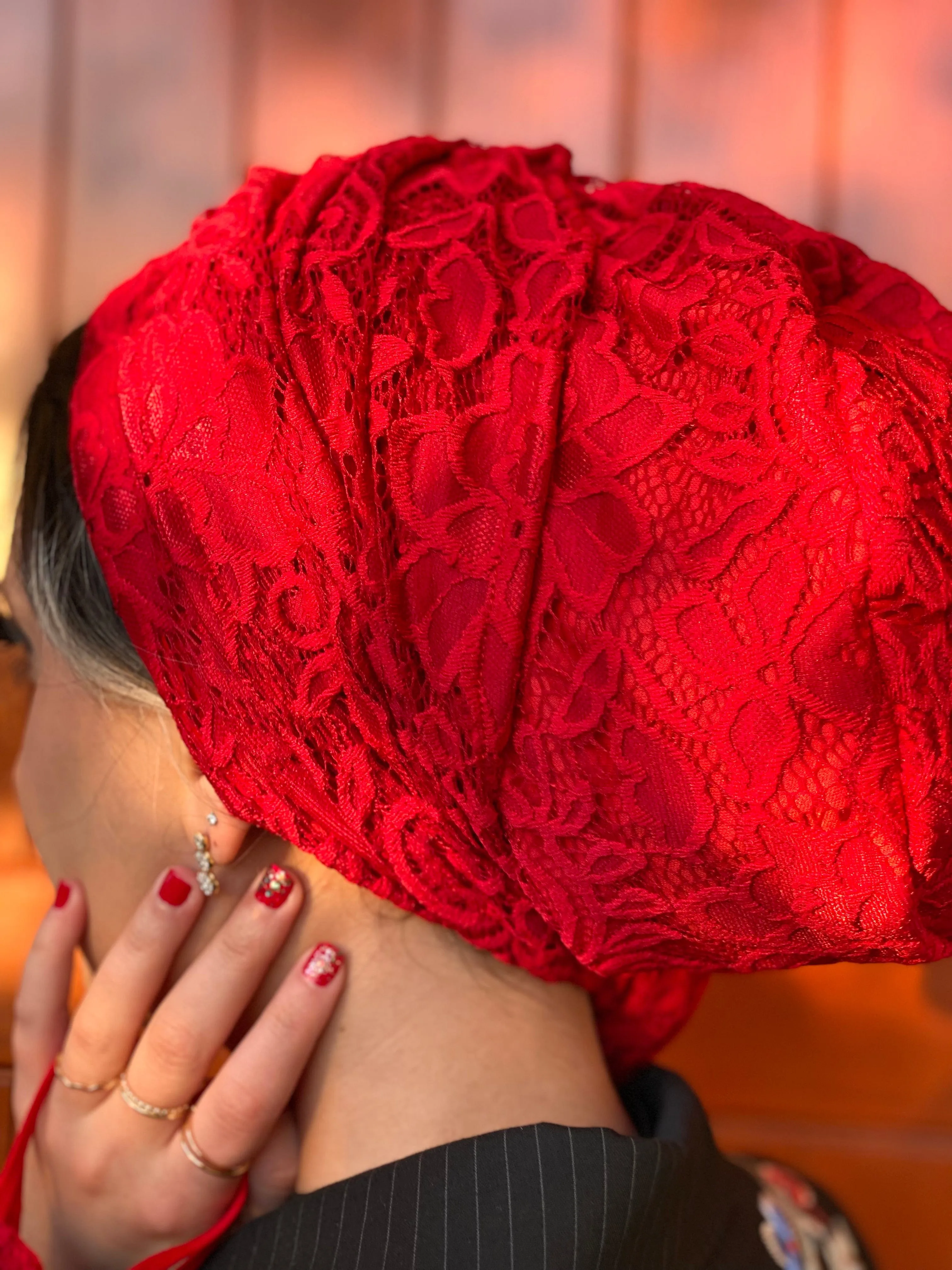 Beanie Wrap Lace - Red (Designer Mask Included)