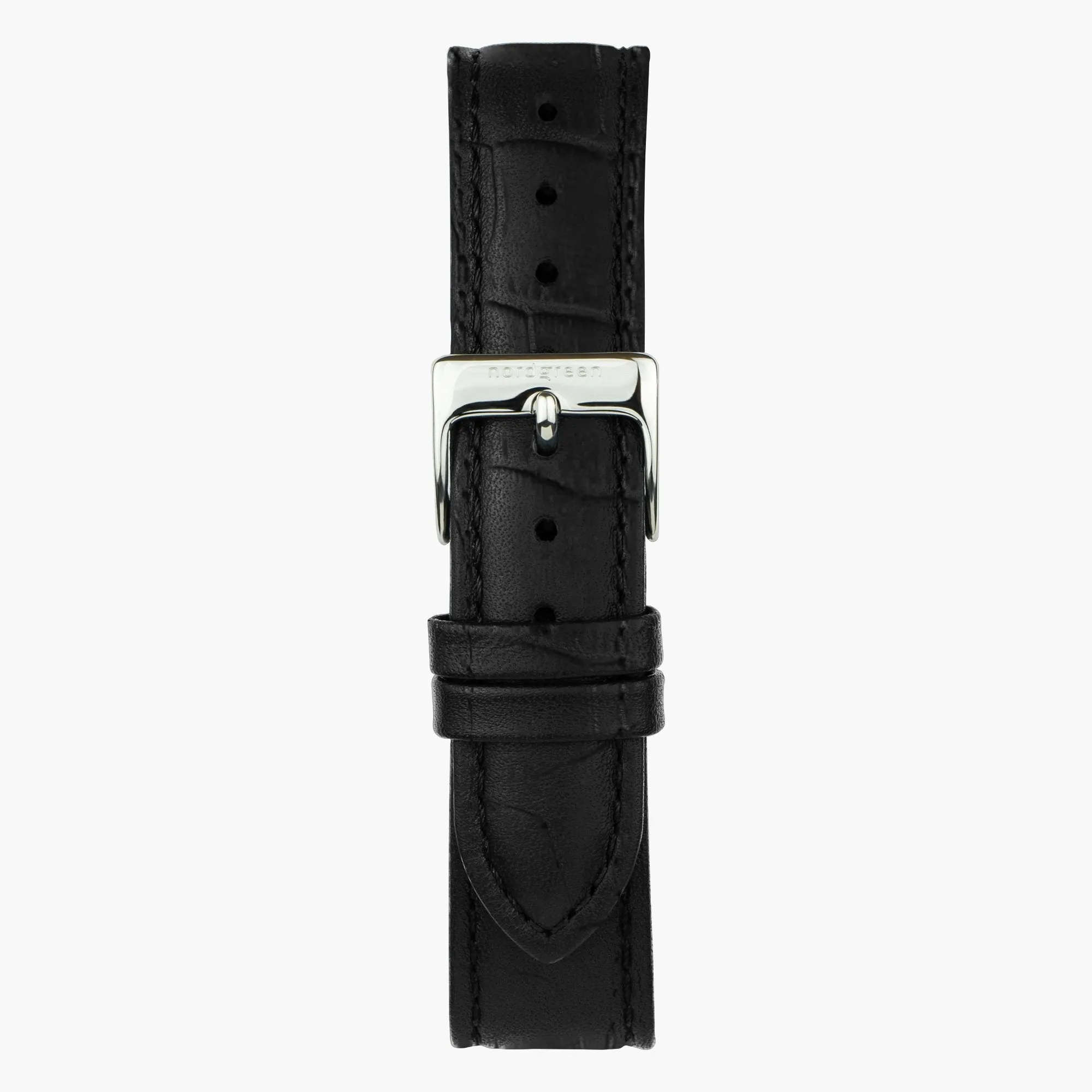 Black Croc Leather Watch Strap - Silver - 40mm/42mm