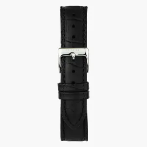 Black Croc Leather Watch Strap - Silver - 40mm/42mm