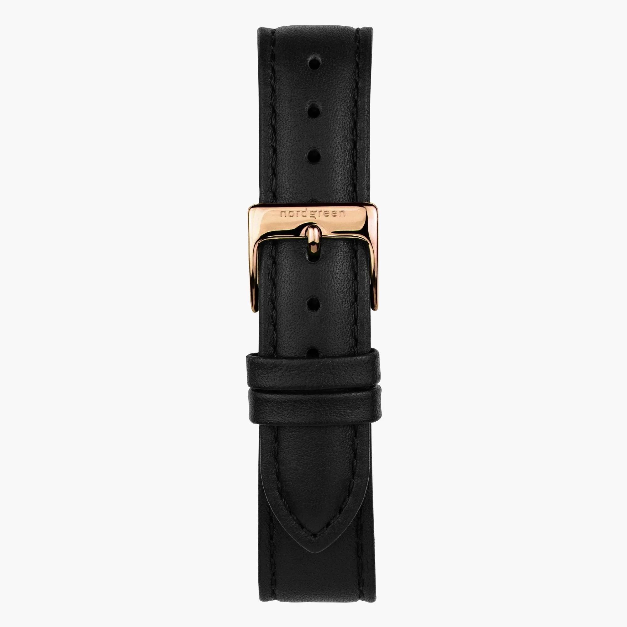 Black Leather Watch Strap - Rose Gold - 36mm