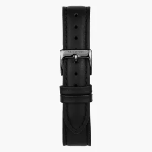 Black Vegan Leather Watch Strap - Gun Metal - 32mm