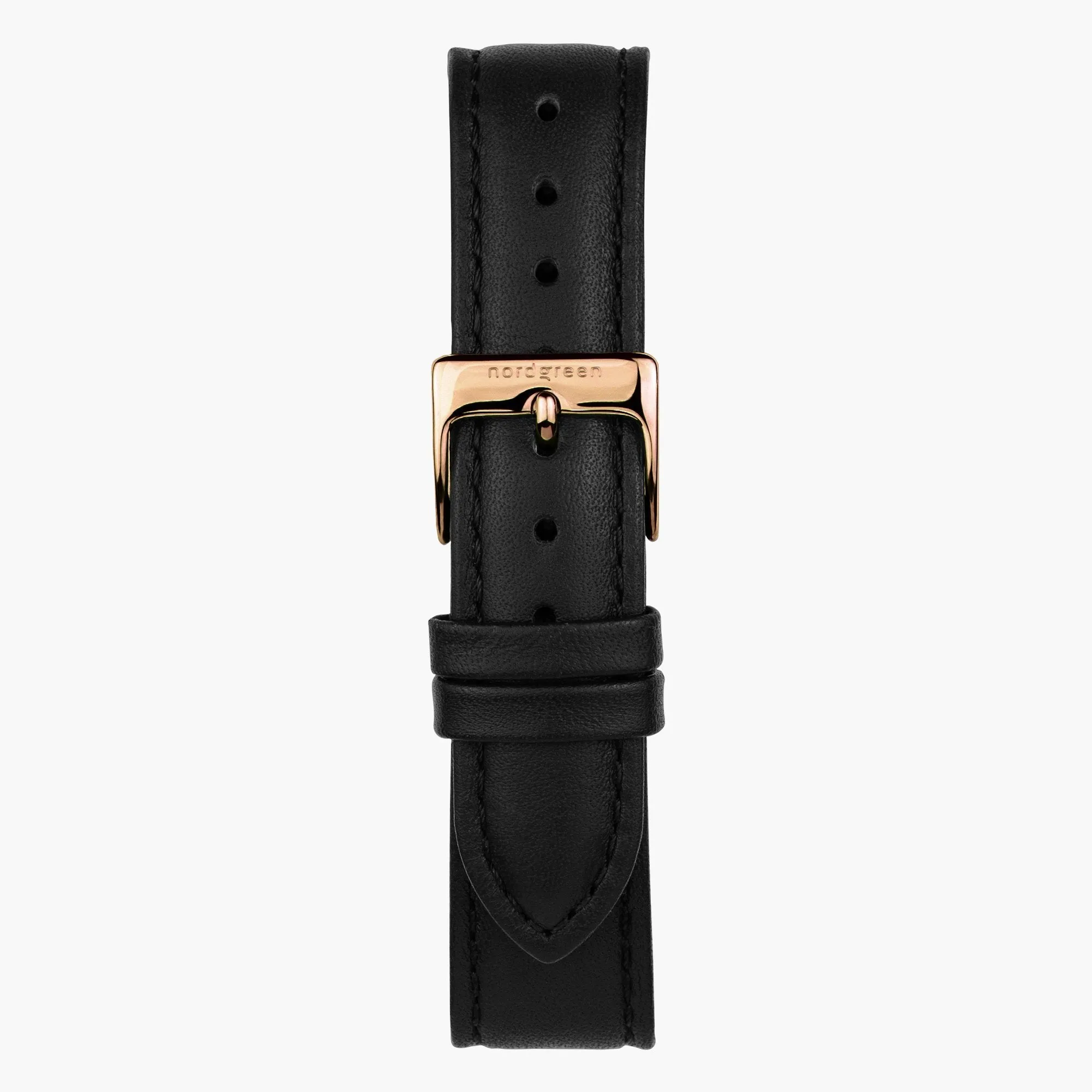 Black Vegan Leather Watch Strap - Rose Gold - 40mm/42mm