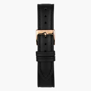 Black Vegan Leather Watch Strap - Rose Gold - 40mm/42mm