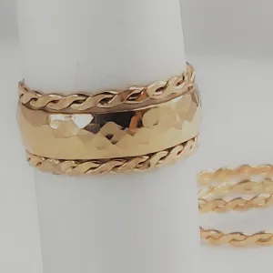 Bold Hammered Band & Thin Braids (All 14K Gold-Fill)