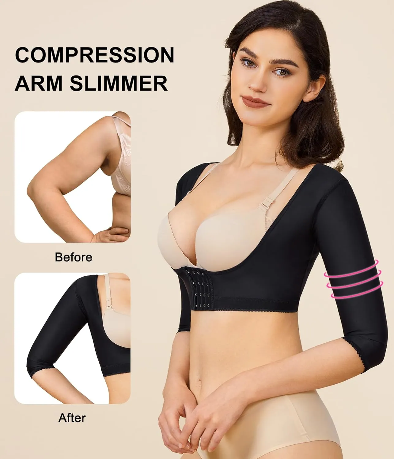 BRABIC Upper Arm Shaper Post Surgical Slimmer Compression Sleeves Posture Corrector Tops Shapewear for Women