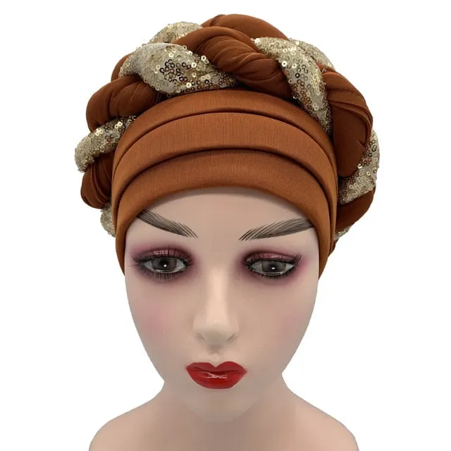Briaded Turban headband Auto Geles Headtie Already Made
