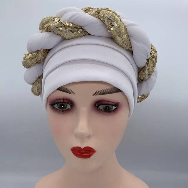 Briaded Turban headband Auto Geles Headtie Already Made