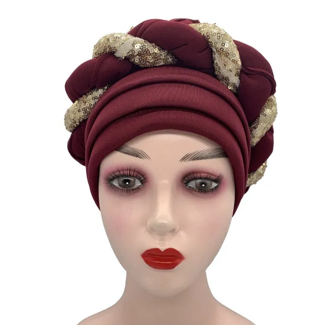 Briaded Turban headband Auto Geles Headtie Already Made