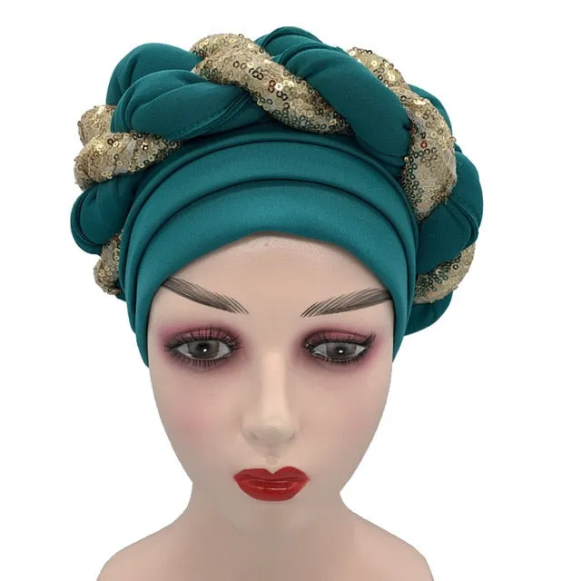 Briaded Turban headband Auto Geles Headtie Already Made