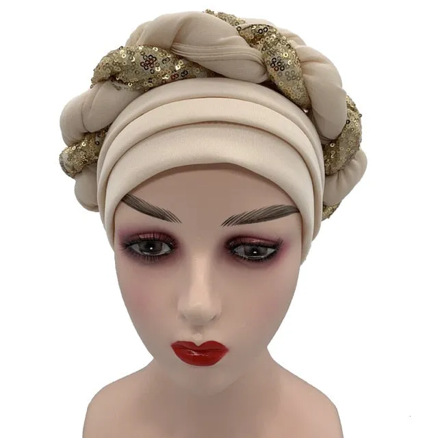 Briaded Turban headband Auto Geles Headtie Already Made