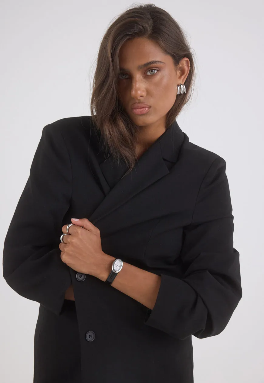 Bridgette Watch | Silver | Black Croc