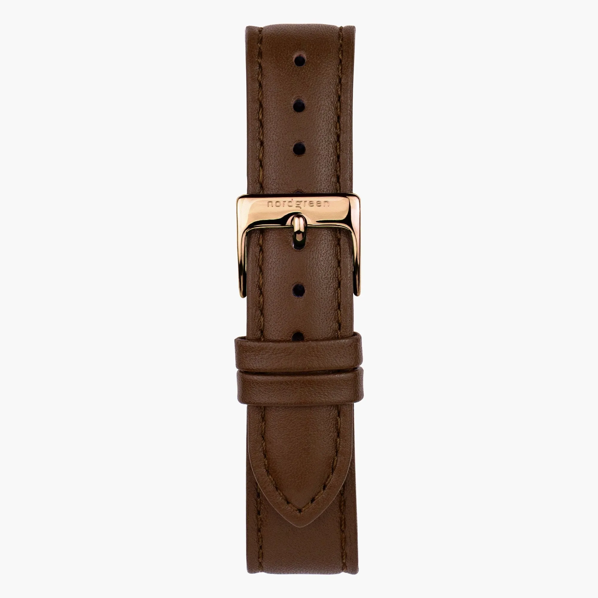 Brown Vegan Leather Watch Strap - Gold  - 40mm/42mm