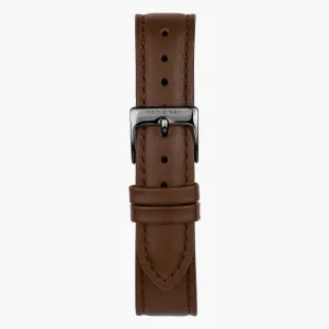 Brown Vegan Leather Watch Strap - Gun Metal - 36mm