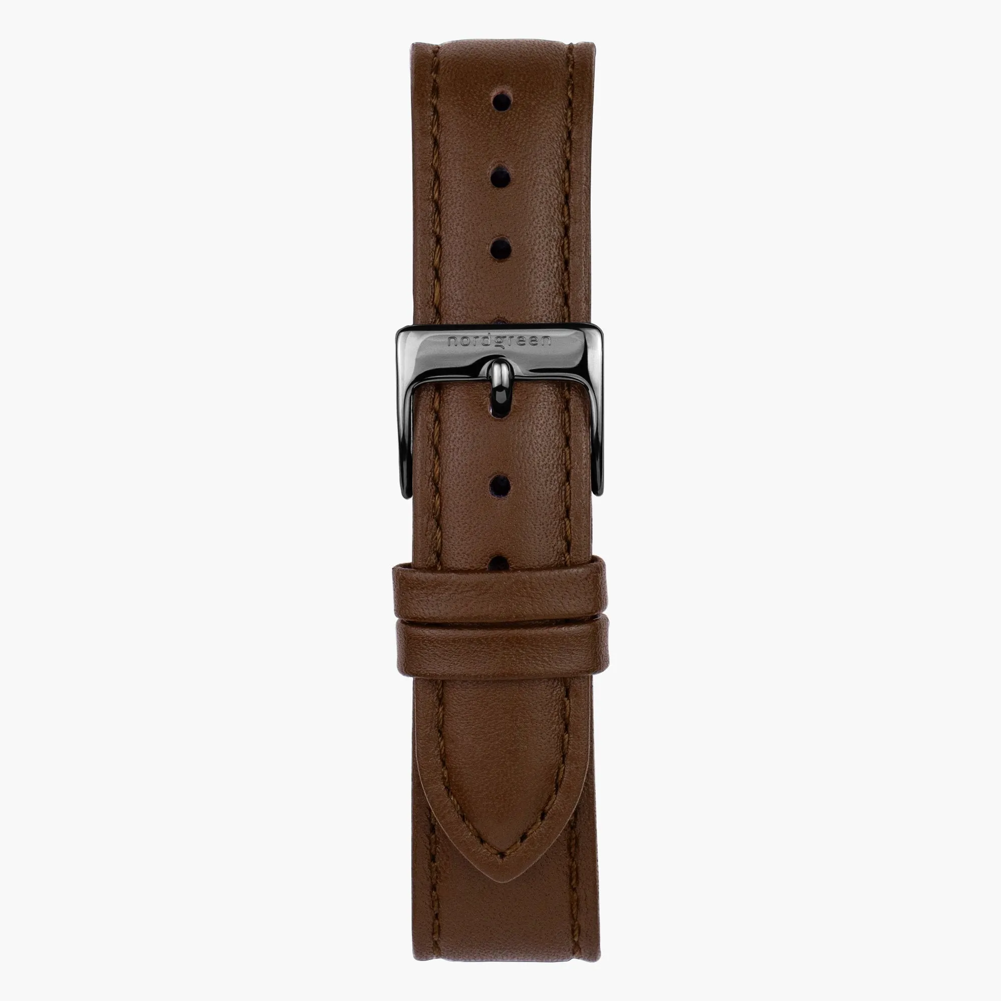 Brown Vegan Leather Watch Strap - Gun Metal - 36mm