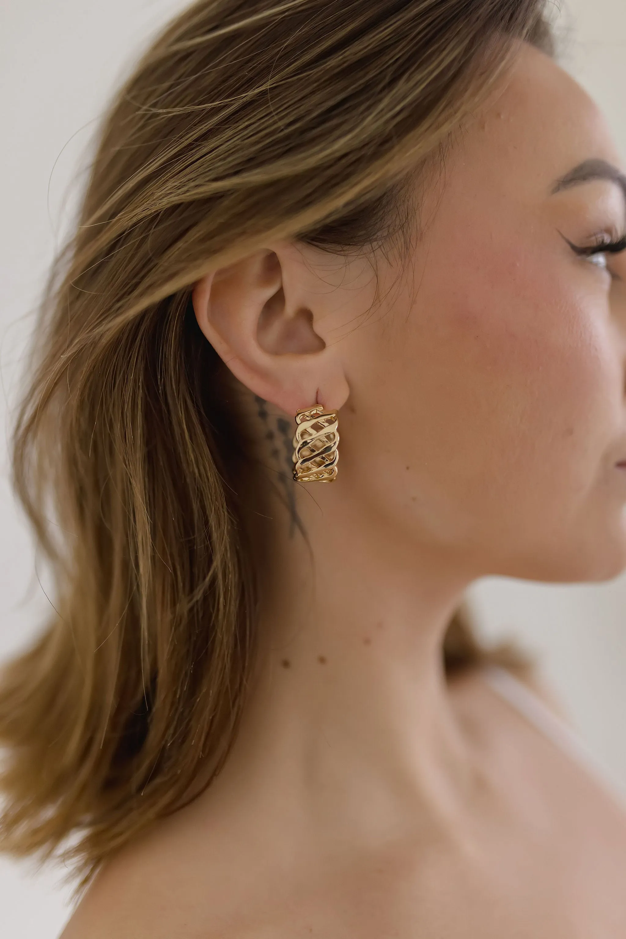 Caroline Braided Hoop Earrings Gold