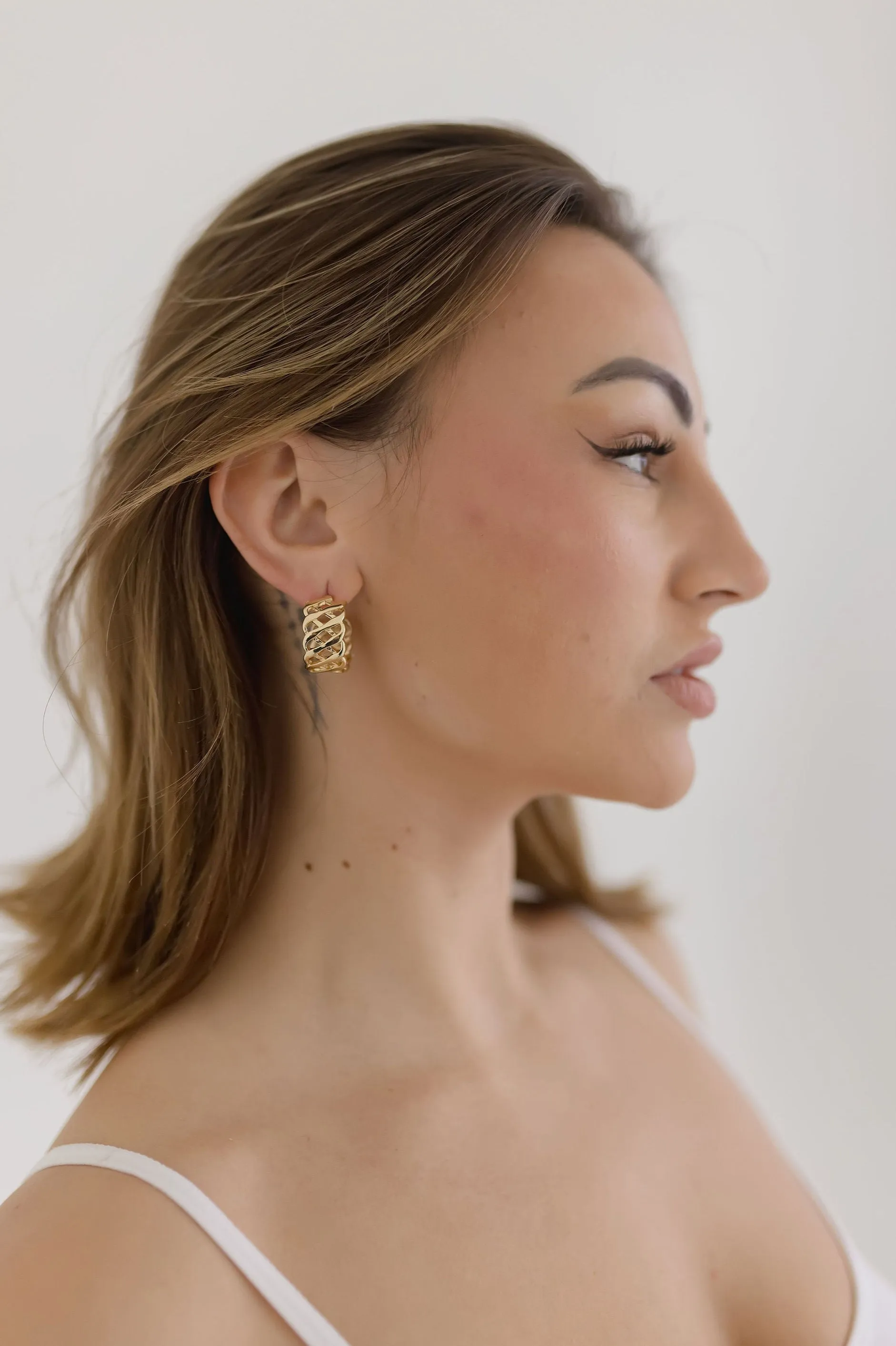 Caroline Braided Hoop Earrings Gold