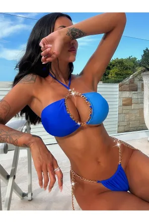 Chain Detail Halter Neck Bikini Set