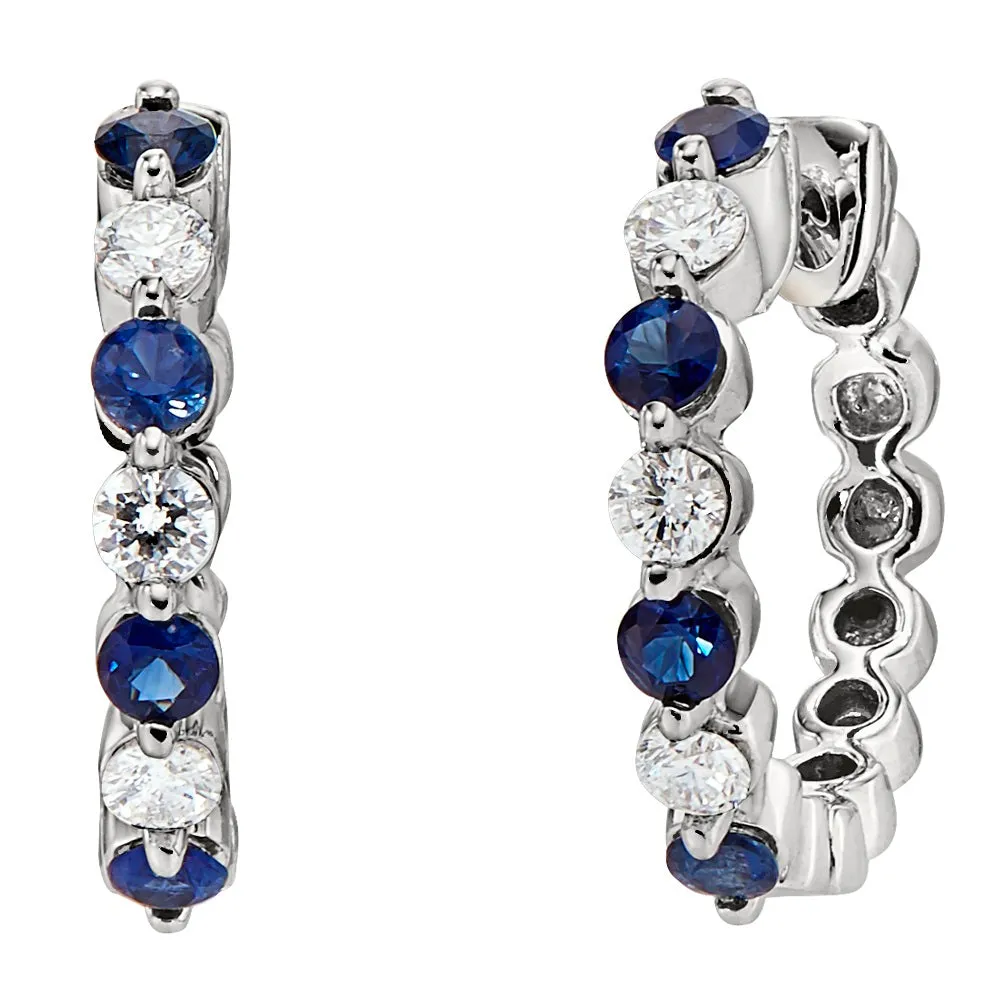 Classic Ruby and Diamond Hoop Earrings Mid-Size