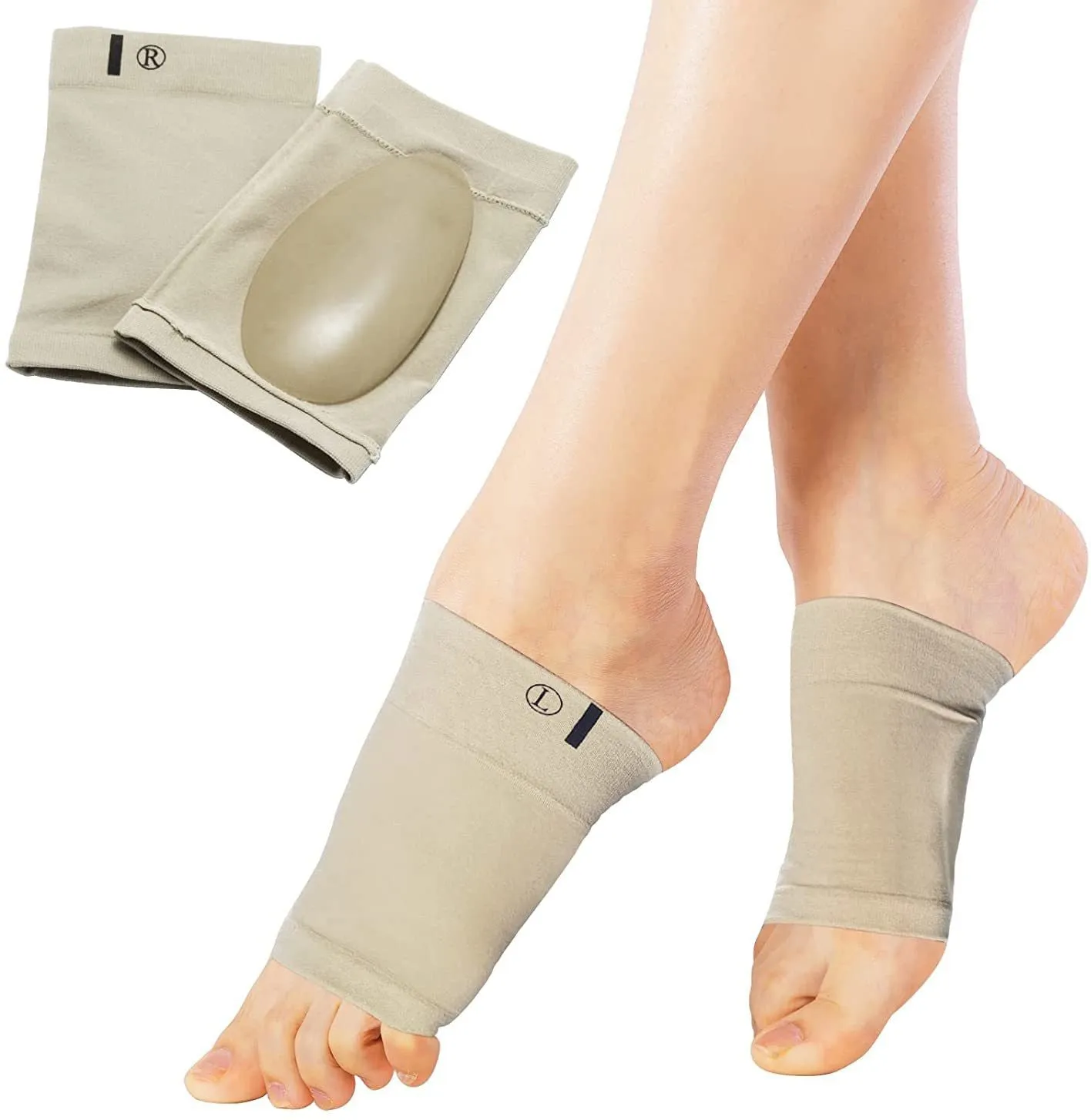 Compression Arch Support Sleeves with Gel Pads Inside for Flat Foot Pain Relief