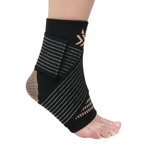 Copper Ankle Brace Compression Sleeve for Women & Men - Adjustable Strap for Arch Support - Plantar Fasciitis Brace for Sprained Ankle, Achilles Tendonitis Pain, Injury Recovery, RunningXL