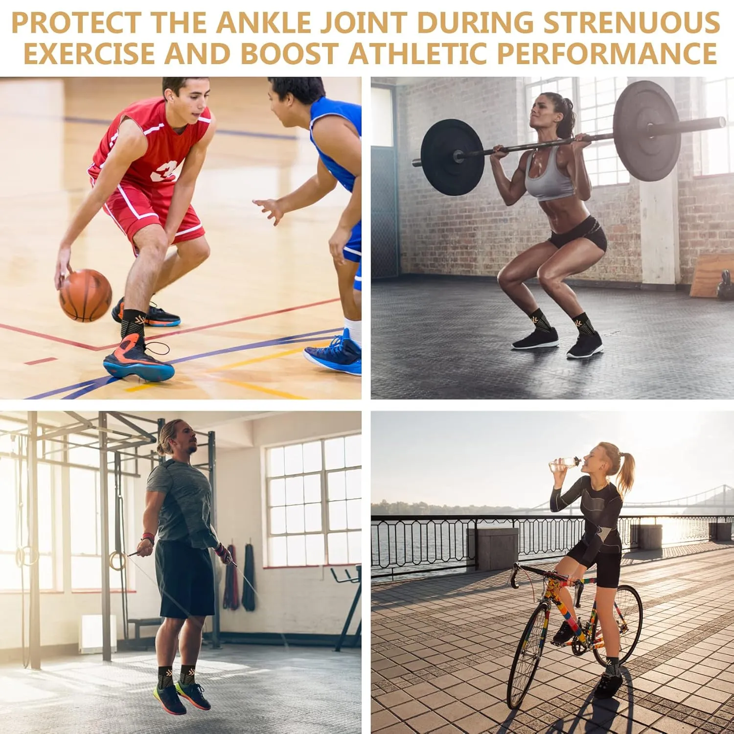 Copper Ankle Brace Compression Sleeve for Women & Men - Adjustable Strap for Arch Support - Plantar Fasciitis Brace for Sprained Ankle, Achilles Tendonitis Pain, Injury Recovery, RunningXL