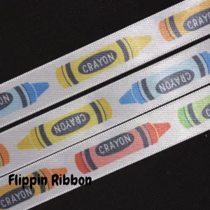 Crayon Ribbon - 5/8 inch Printed Satin