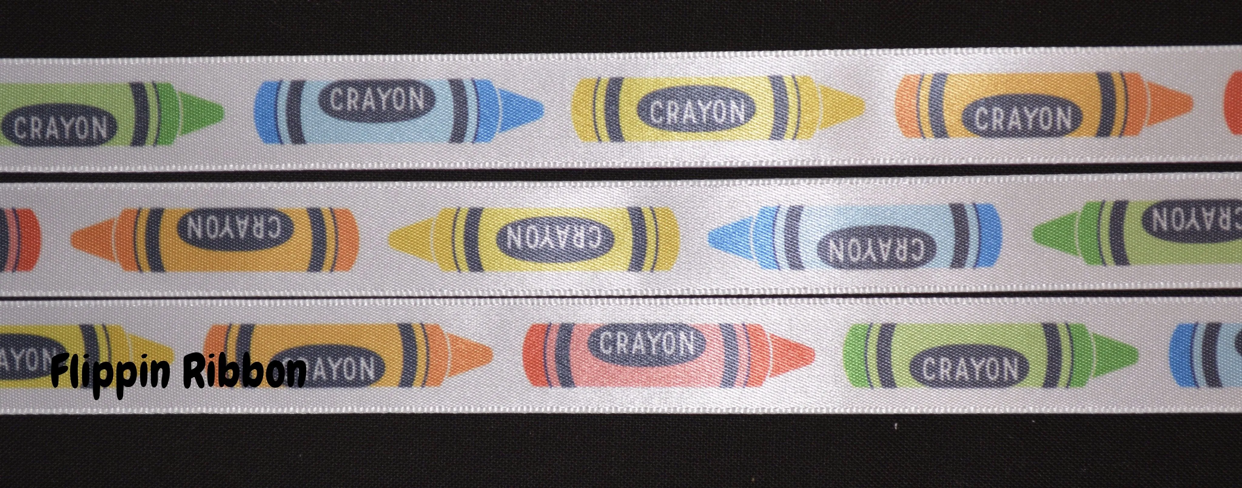 Crayon Ribbon - 5/8 inch Printed Satin
