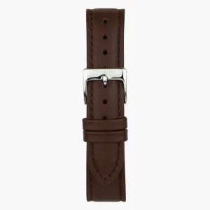Dark Brown Leather Watch Strap - Silver - 32mm