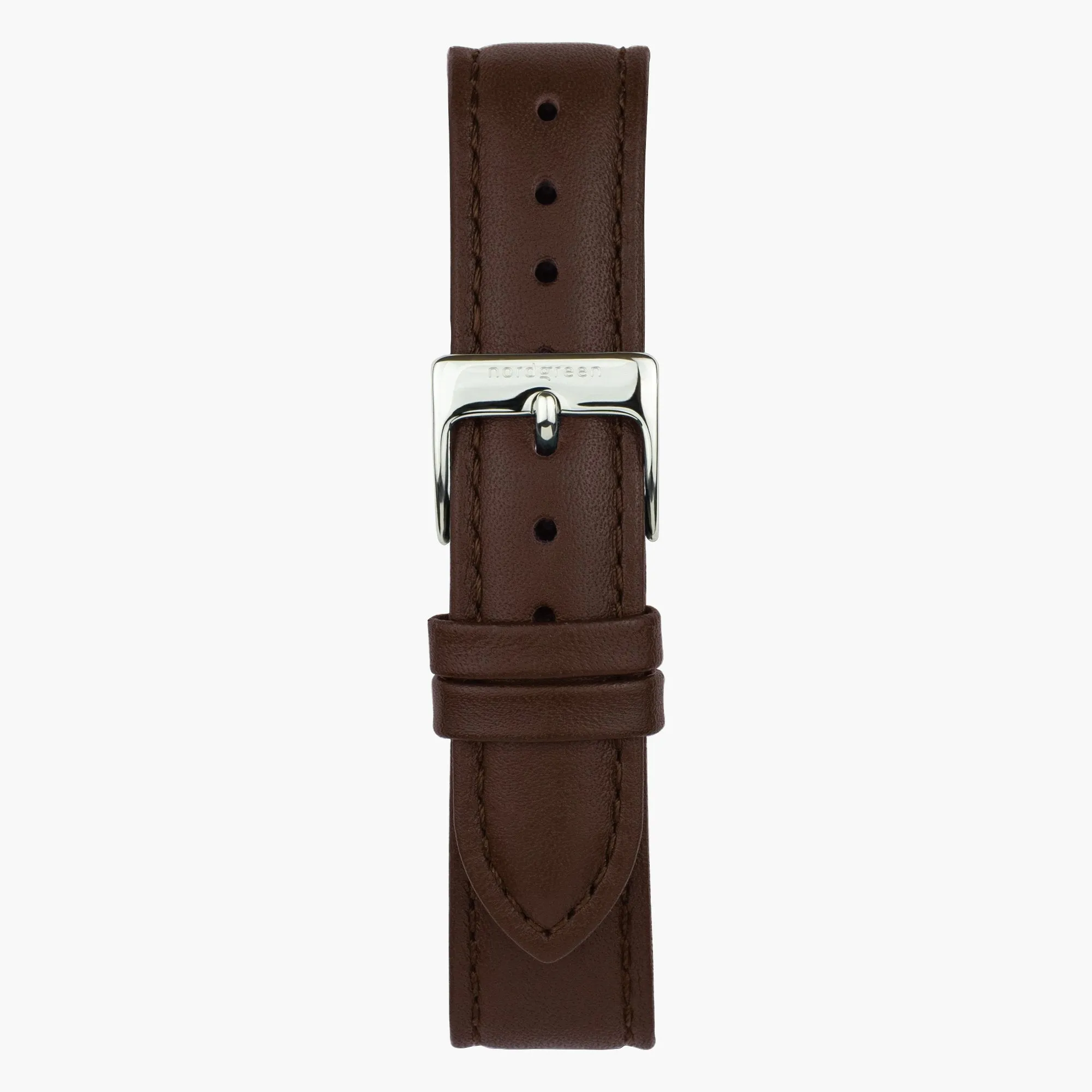 Dark Brown Leather Watch Strap - Silver - 32mm