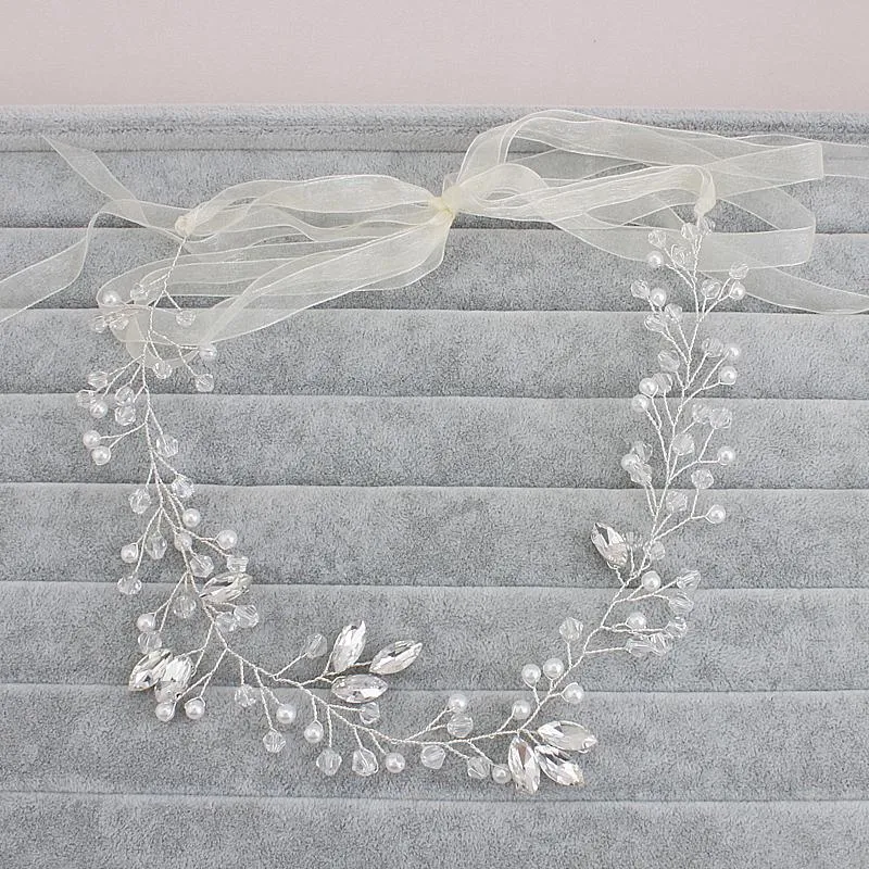 Delicate Lilly Ivory Pearl & Crystal Hair Vine Headband