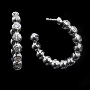 Diamond Beaded Hoop Earrings