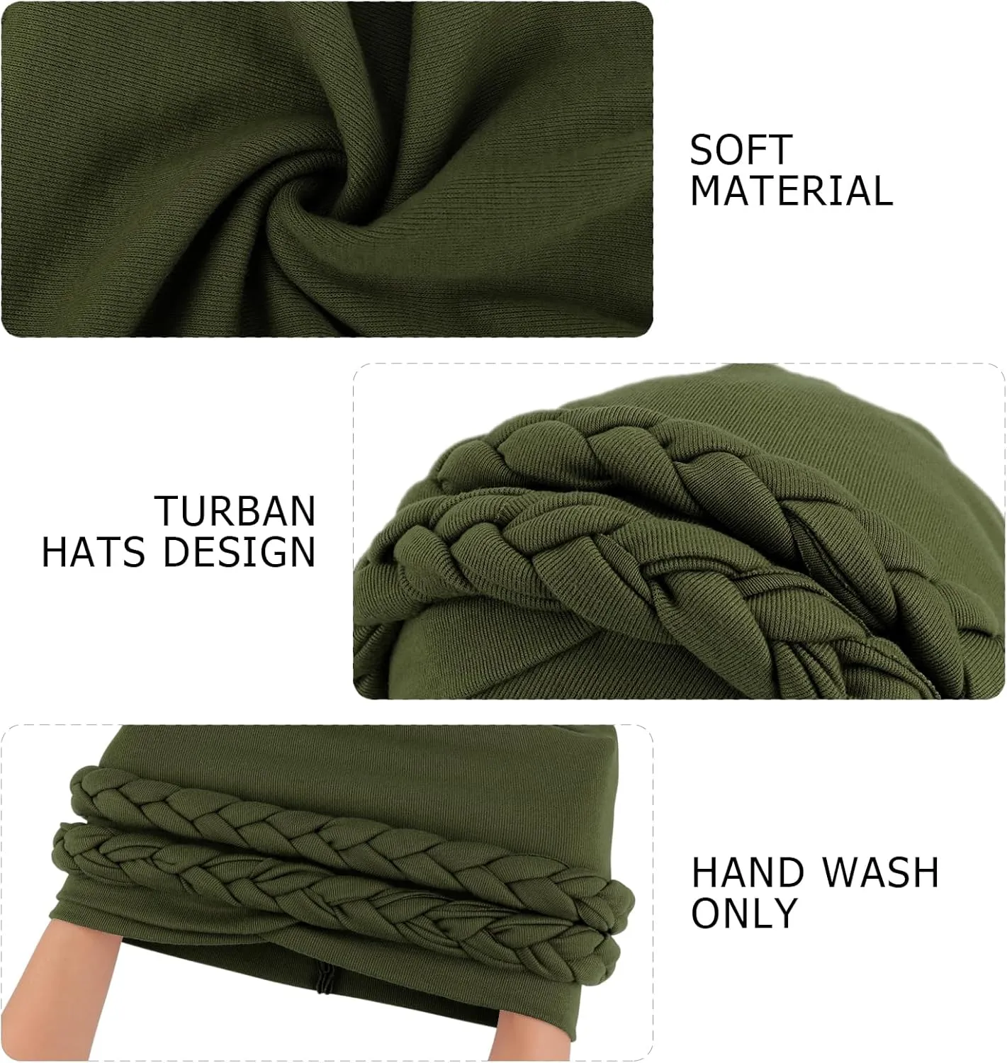 DRESHOW African Women Turban Caps Cotton Beanie Twist Headscarf Pre-Tied Double Twisted Braids Wrap Hat Chemo Cancer Cap