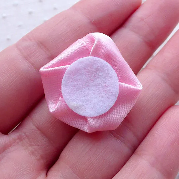 Fabric Rose Flowers / Satin Ribbon Floral Applique (5pcs / 2.5cm / Light Pink) Wedding Flower Head Band Rose Hair Bows Embellishment B249