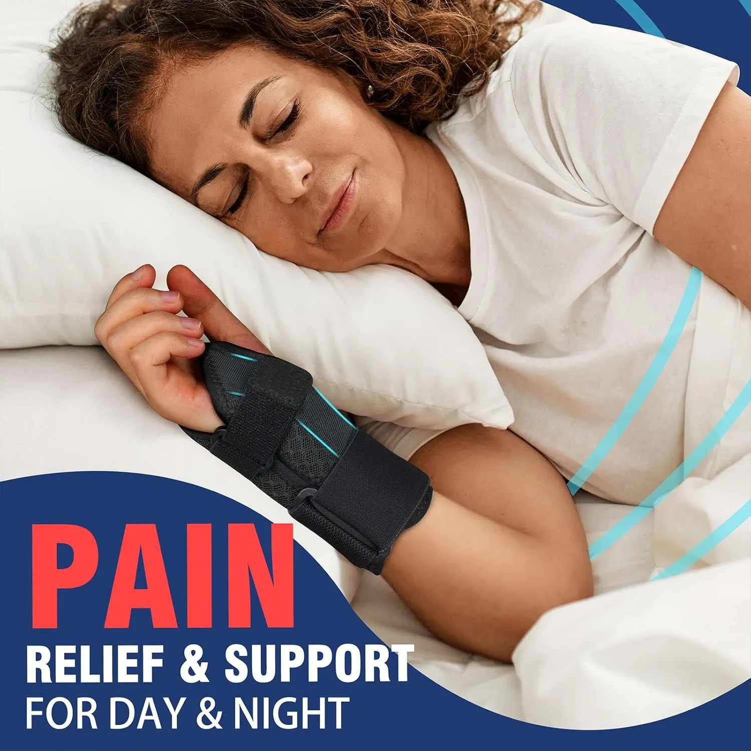 FEATOL 2 Pack Carpal Tunnel Wrist Brace For Work With Wrist Splint, 6.5'' Wrist Brace Night Support For Women Men, Pain Relief For Tendonitis, Arthritis, Pregnancy, Typing, Right and Left Hand, Medium