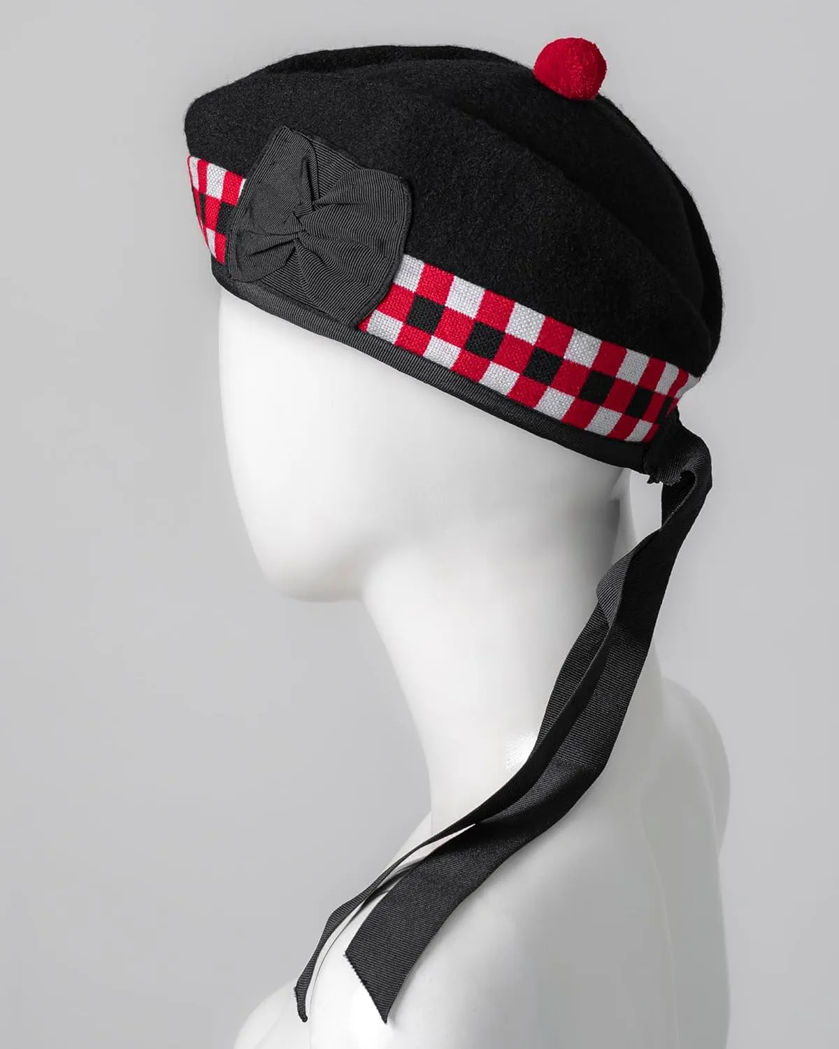 Glengarry Cap-Traditional Scottish Hat,100% Wool, Acrylic Wool Tartan,Kilts/Bagpipes Accessories,Polyester Cotton Ribbon