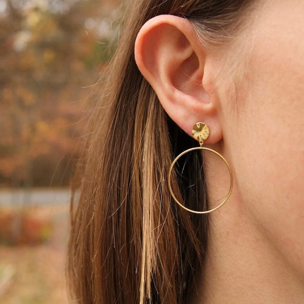 Gold Ripple Front Hoop Earrings