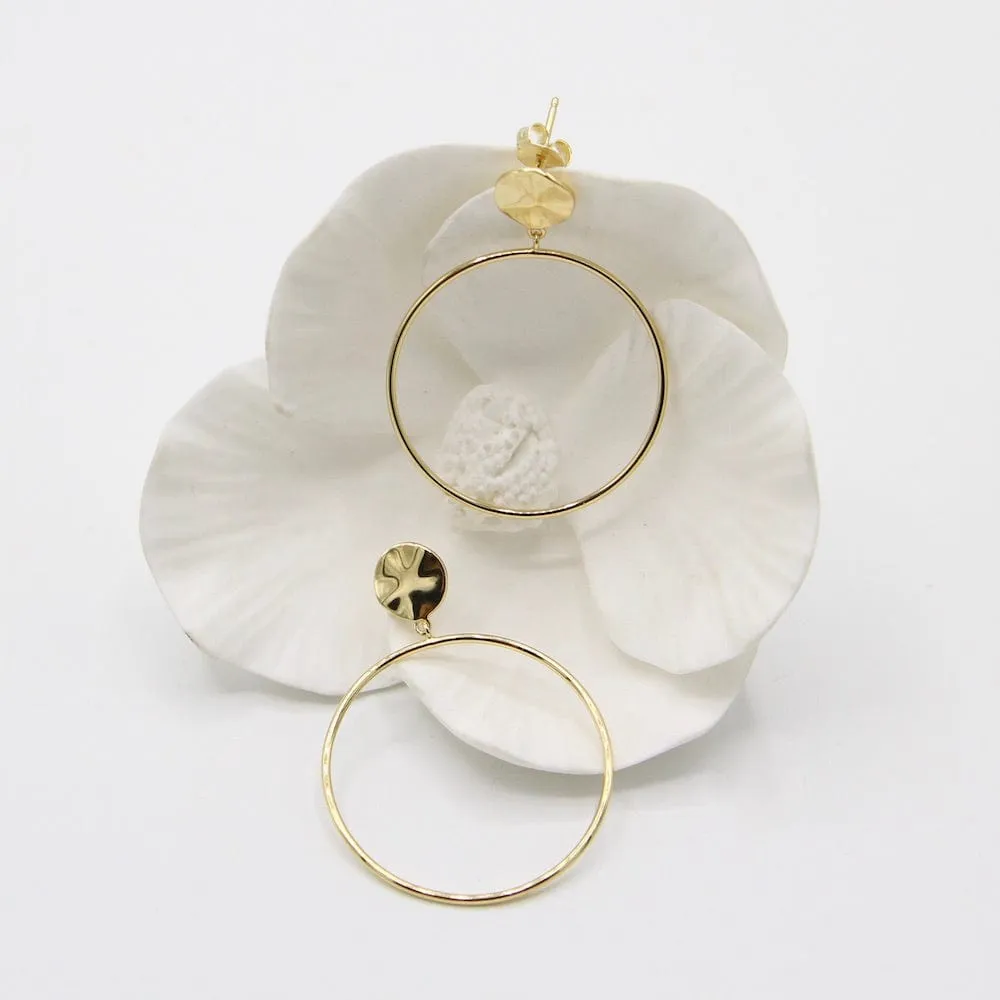 Gold Ripple Front Hoop Earrings