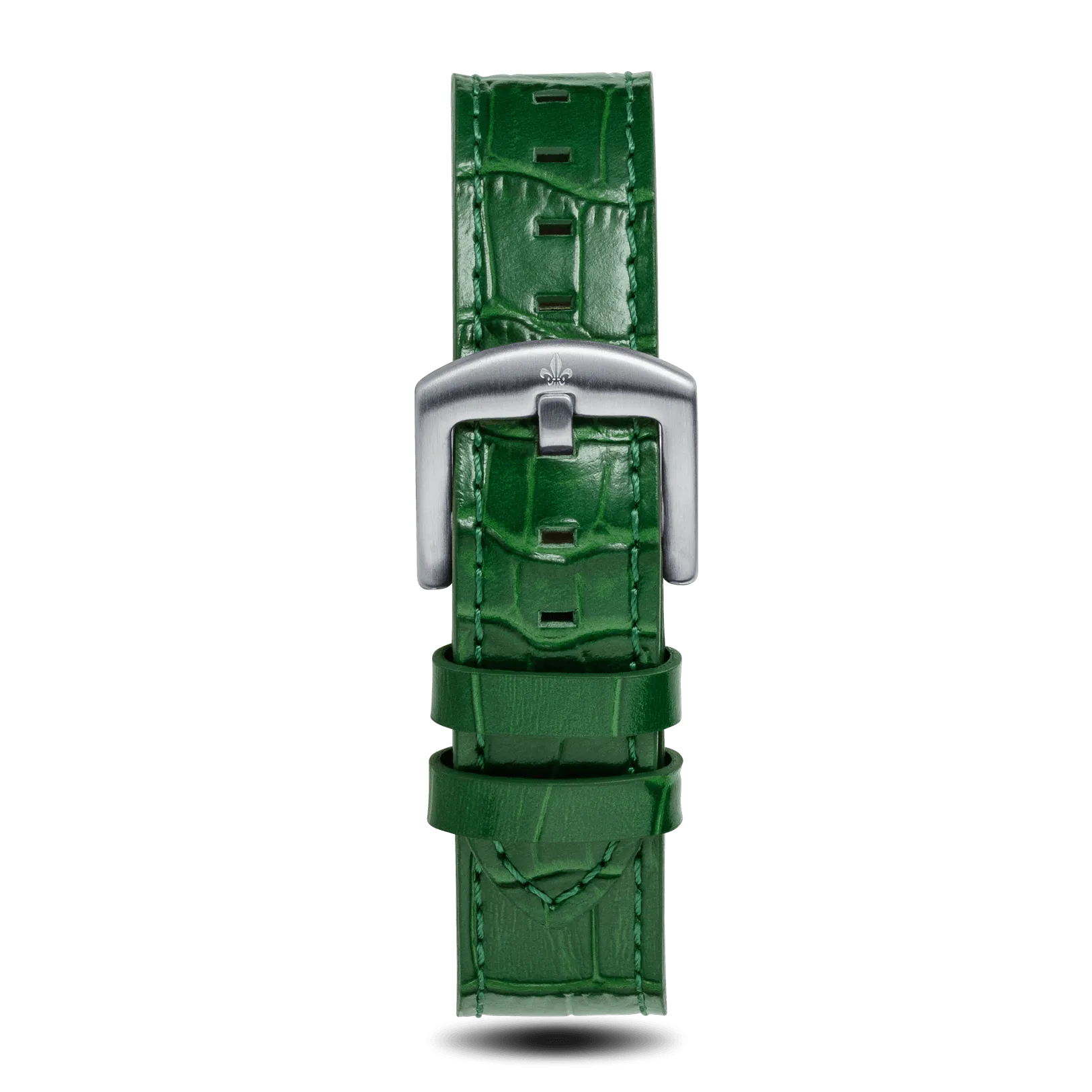 Green Croc Pattern Leather Strap With Silver Buckle - Prague Deluxe