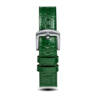 Green Croc Pattern Leather Strap With Silver Buckle - Prague Deluxe