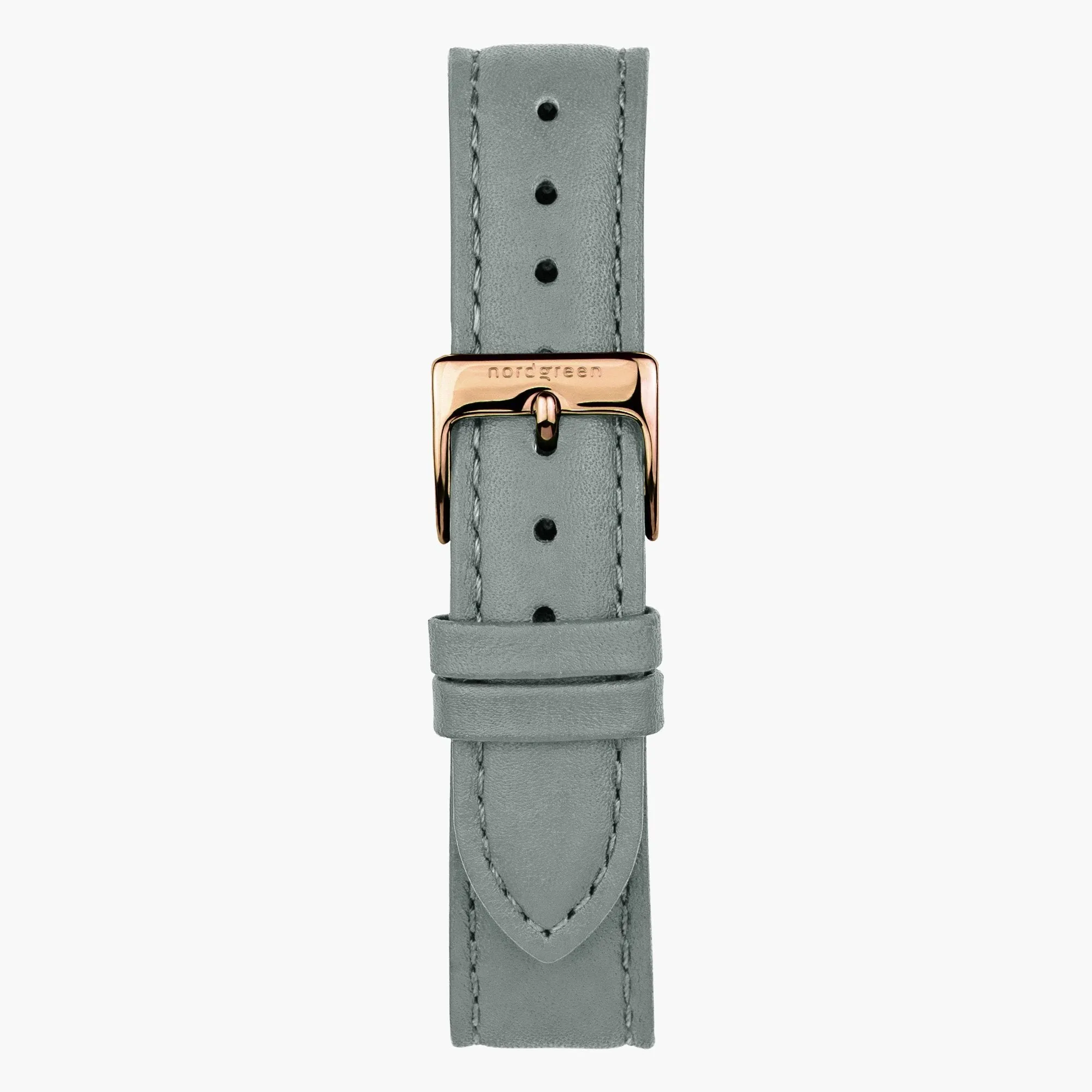 Grey Leather Watch Strap - Rose Gold - 36mm